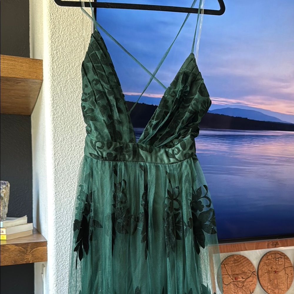 Windsor Teal Backless Floral Dress